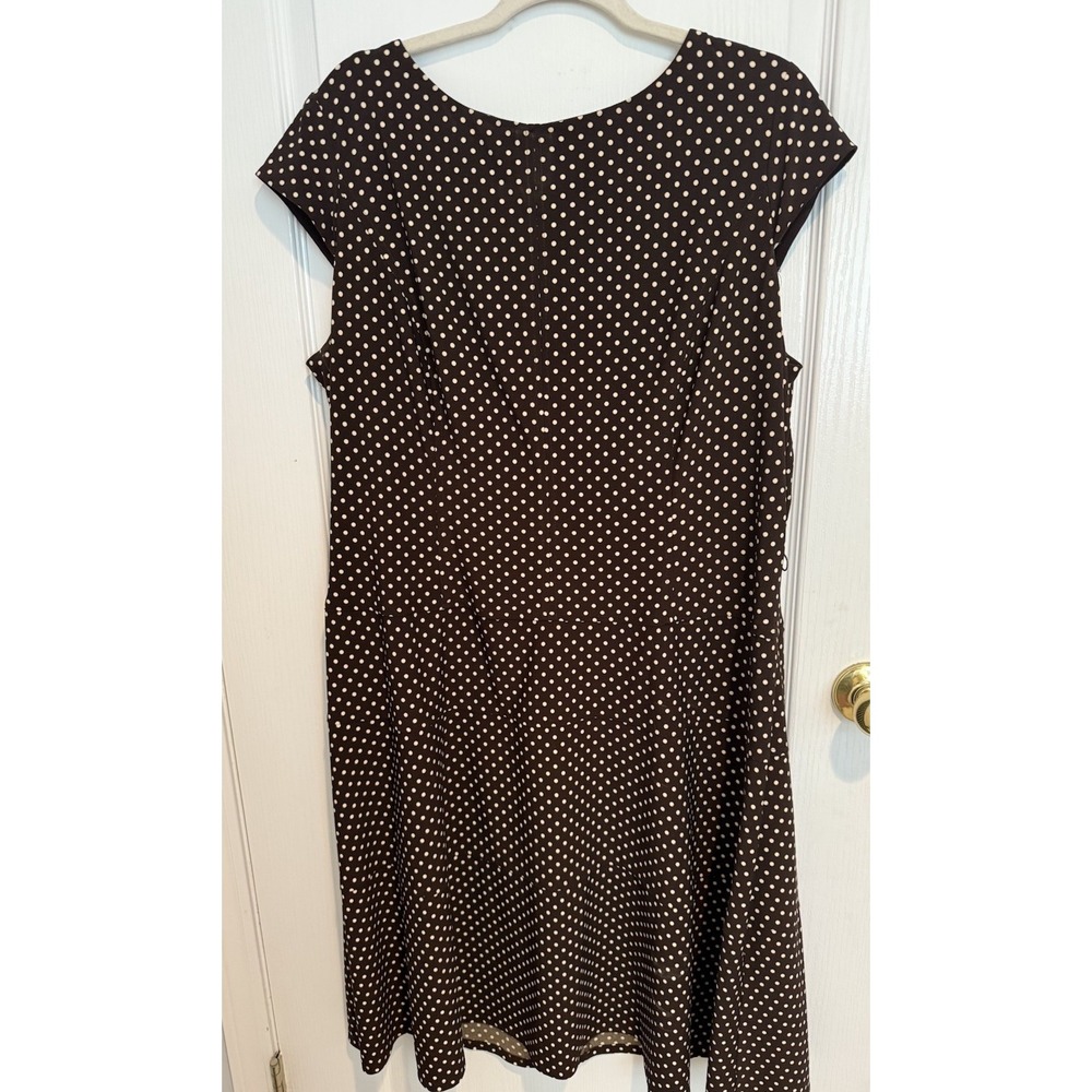 Anne Klein Women's Brown A-Line Dress with Cream‎ Dots 18w